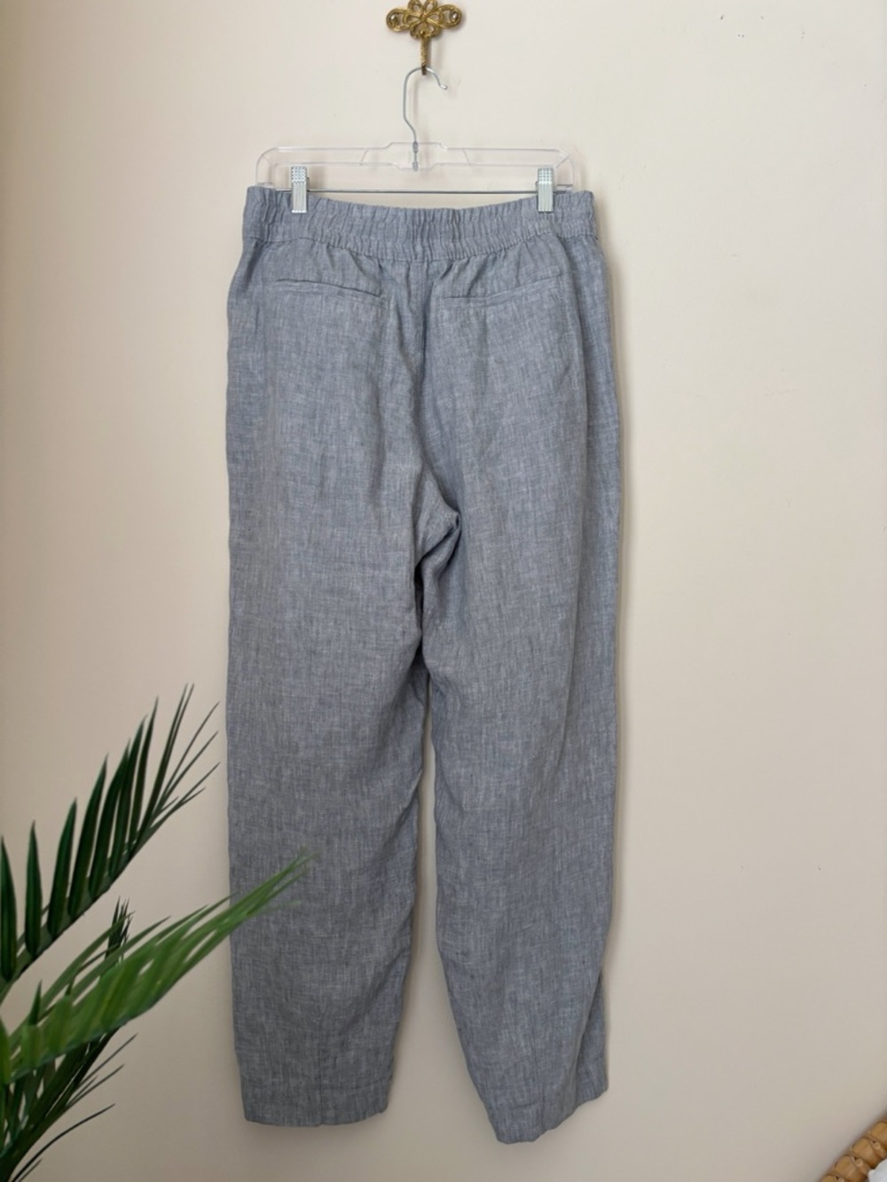 Athleta Retreat Linen Ankle Pants Medium Storm Cloud Grey - Picture 5 of 9